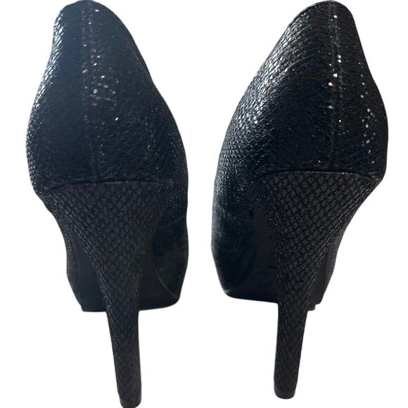 GLO Jeans Womens Flora Size 7 Black Snakeskin Slip On High Heel Pumps - Picture 3 of 7